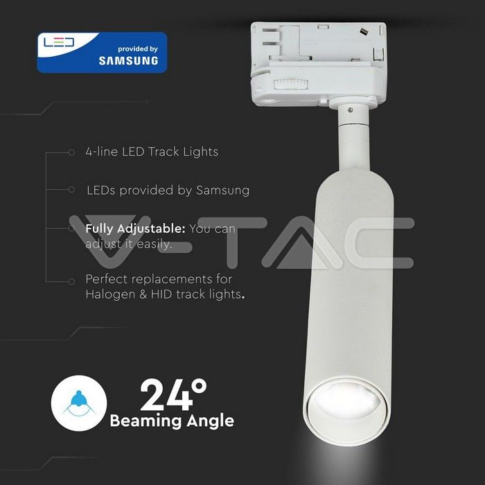 ЧЕРЕН/БЯЛ, 7W LED Прожектор Релсов Монтаж, V-Tac