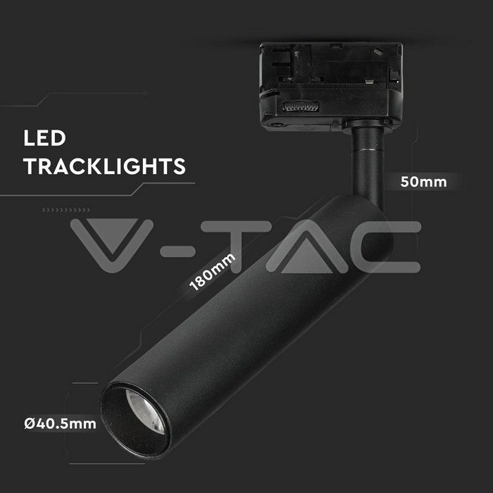 ЧЕРЕН/БЯЛ, 7W LED Прожектор Релсов Монтаж, V-Tac